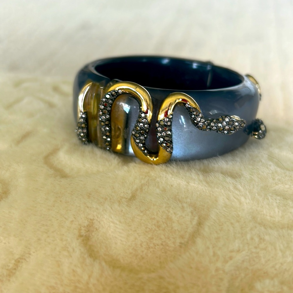 Alexis Bittar vintage snake embellished lucite bracelet